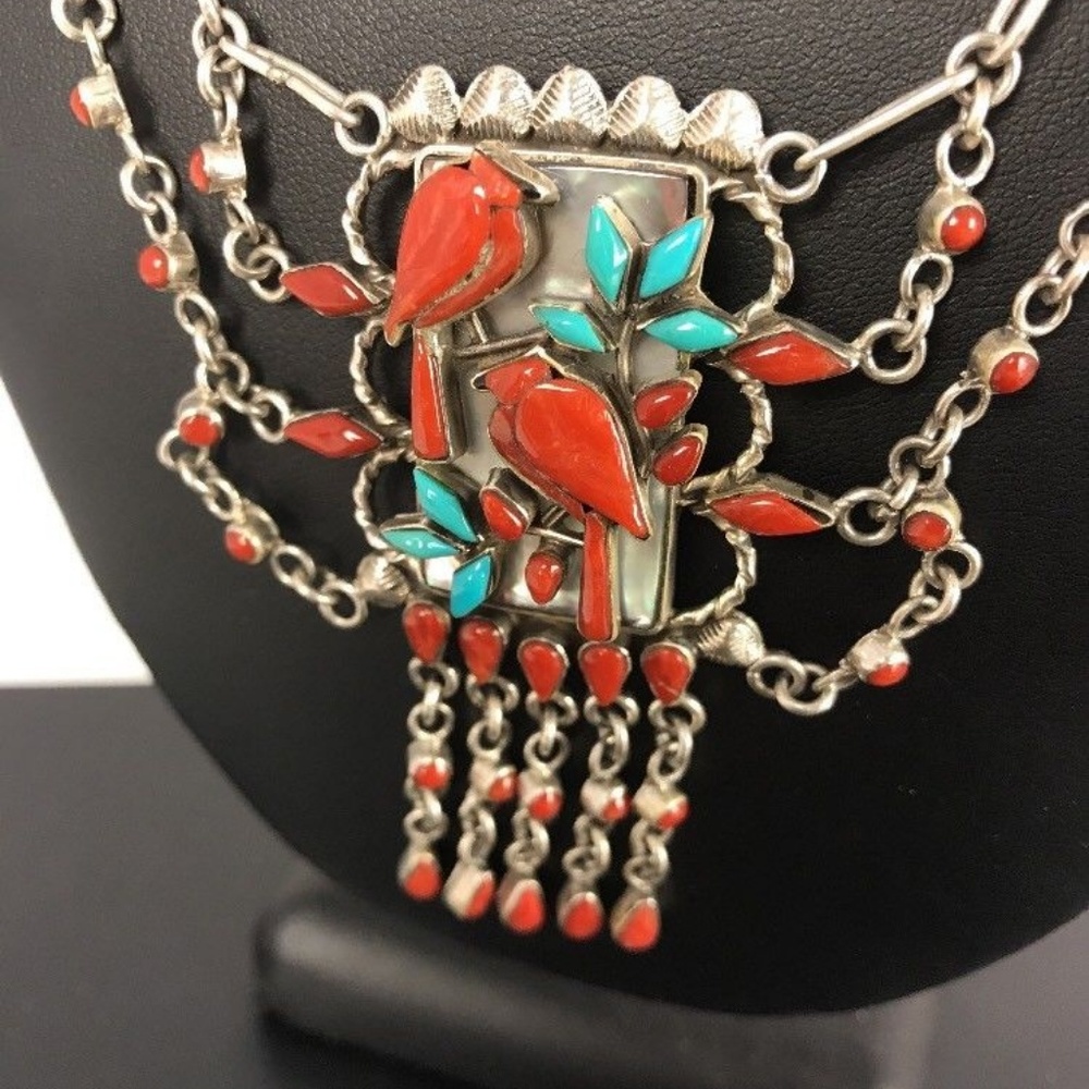 Collectible RK Zuni Sterling Turquoise Coral - Picture 6 of 8